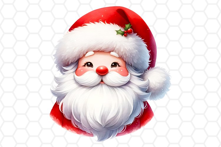 Watercolor Santa Clipart, Christmas Sublimation PNG