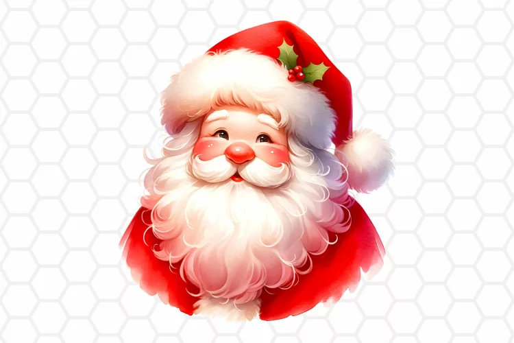 Watercolor Santa Clipart, Christmas Sublimation PNG