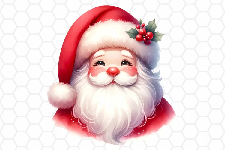 Watercolor Santa Clipart, Christmas Sublimation PNG