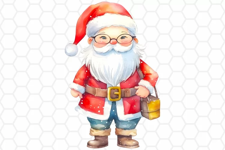 Watercolor Santa Clipart, Christmas Sublimation PNG