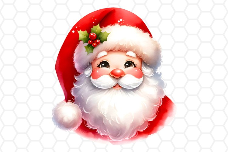 Watercolor Santa Clipart, Christmas Sublimation PNG