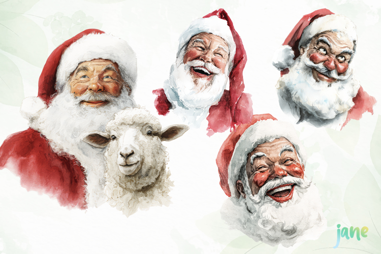 Watercolor Santa Clipart Sublimation