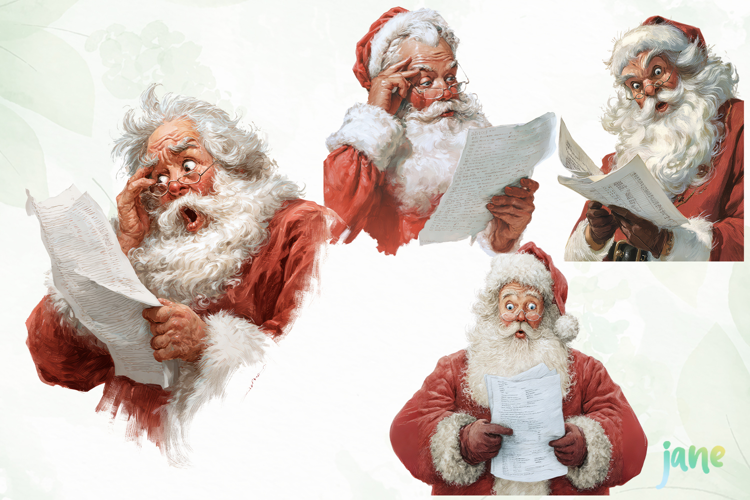 Watercolor Santa Clipart Sublimation