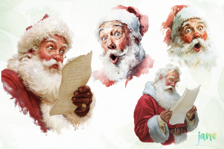 Watercolor Santa Clipart Sublimation