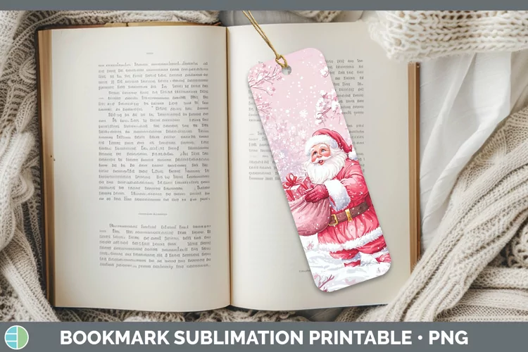 Watercolor Santa Gifts Bookmark Sublimation Printable Design