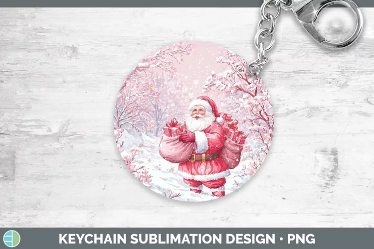 Watercolor Santa Gifts Keychain Sublimation Keyring Designs