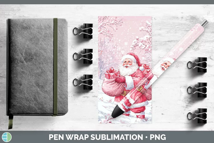 Watercolor Santa Gifts Pen Wrap Sublimation Pen Designs