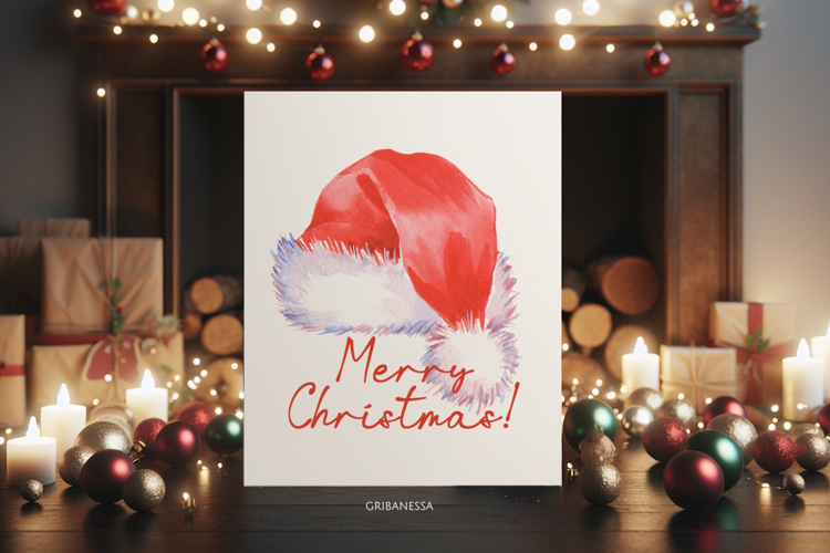 Watercolor Santa Hat Clipart