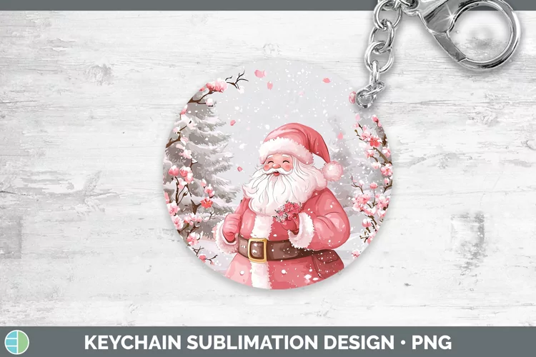 Watercolor Santa Keychain Sublimation Keyring Designs
