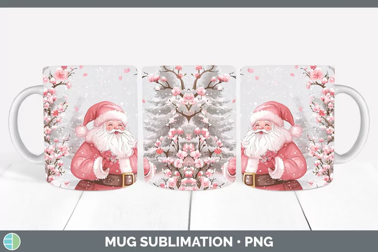 Watercolor Santa Mug Wrap Sublimation Coffee Cup Designs