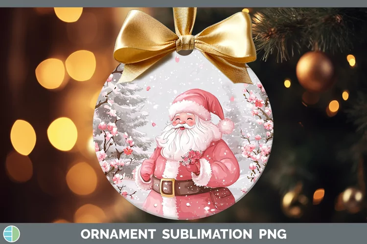 Watercolor Santa Ornament Sublimation Bauble Designs