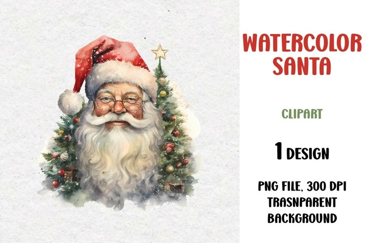 Watercolor Santa, Clipart, PNG