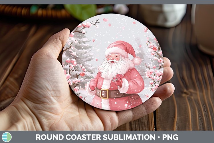 Watercolor Santa Round Coaster Sublimation Coaster Designs