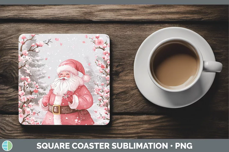 Watercolor Santa Square Coaster Sublimation Coaster Designs