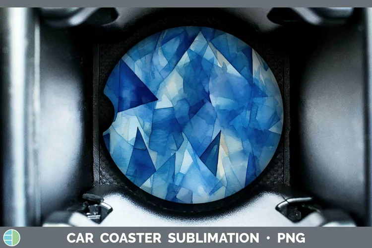 Watercolor Sapphire Car Coaster Sublimation Coaster Designs