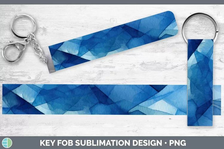 Watercolor Sapphire Key Fob Sublimation Wristlet Designs