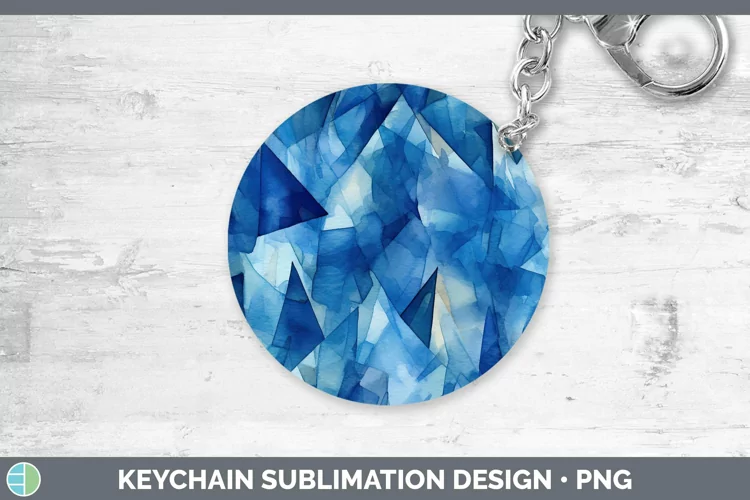Watercolor Sapphire Keychain Sublimation Keyring Designs