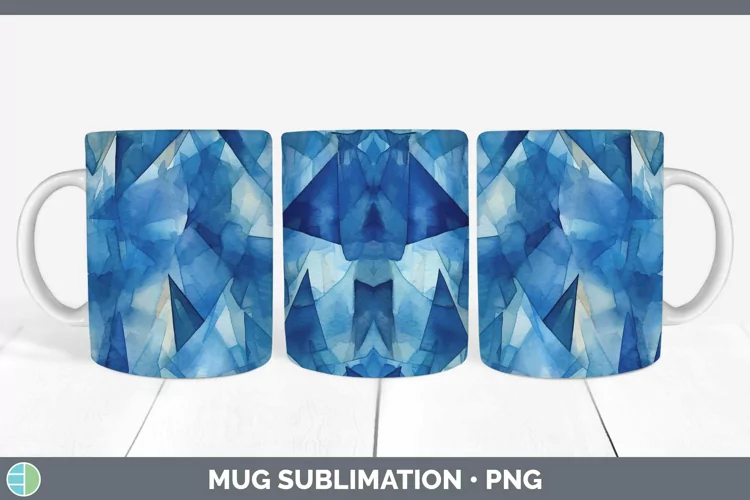 Watercolor Sapphire Mug Wrap Sublimation Coffee Cup Designs