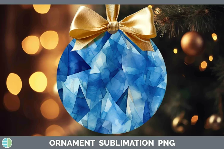 Watercolor Sapphire Ornament Sublimation Bauble Designs