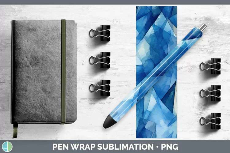 Watercolor Sapphire Pen Wrap Sublimation Epoxy Pen Designs