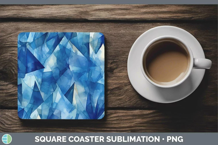 Watercolor Sapphire Square Coaster Sublimation Coaster Desig