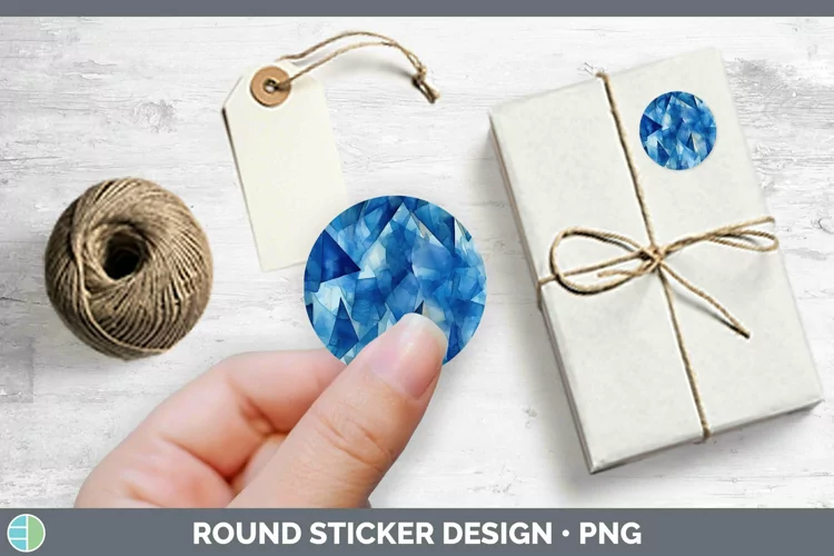 Watercolor Sapphire Stickers | Round Labels Designs