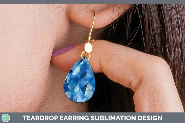 Watercolor Sapphire Teardrop Earrings Sublimation Earrings D