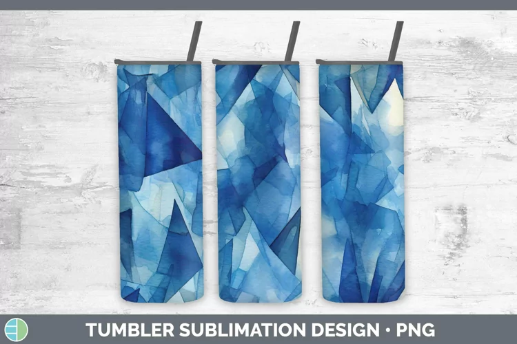 Watercolor Sapphire Tumbler Sublimation 20 oz Skinny Tumbler