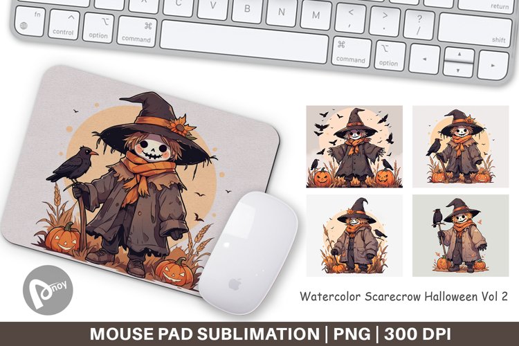 Mouse Pad Watercolor Scarecrow