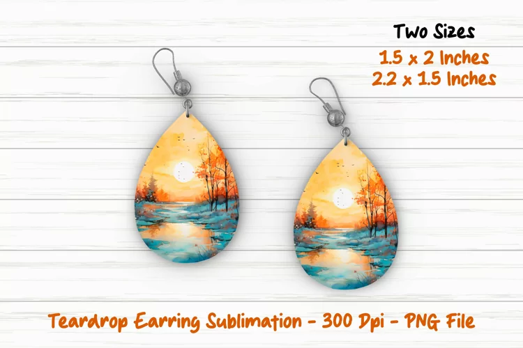 Watercolor Scene Teardrop Earring |Teardrop Earrings