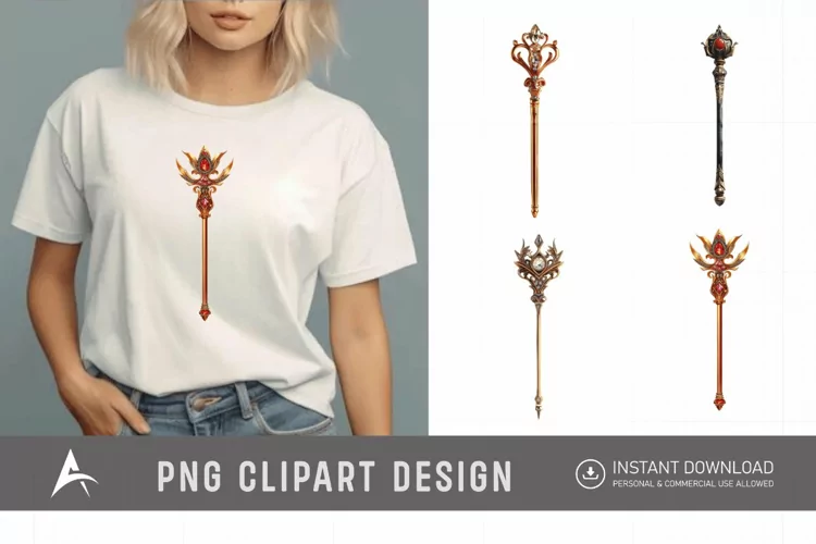 Watercolor Scepter Sublimation Clipart