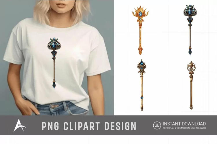 Watercolor Scepter Sublimation Clipart