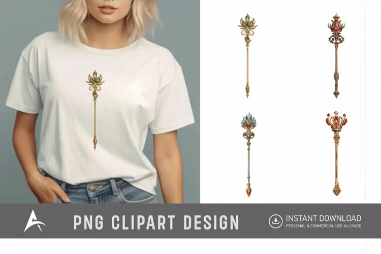 Watercolor Scepter Sublimation Clipart