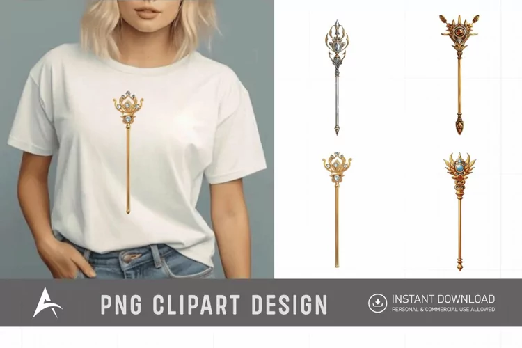 Watercolor Scepter Sublimation Clipart