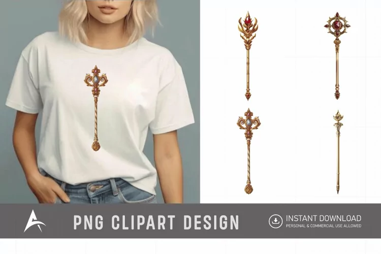 Watercolor Scepter Sublimation Clipart