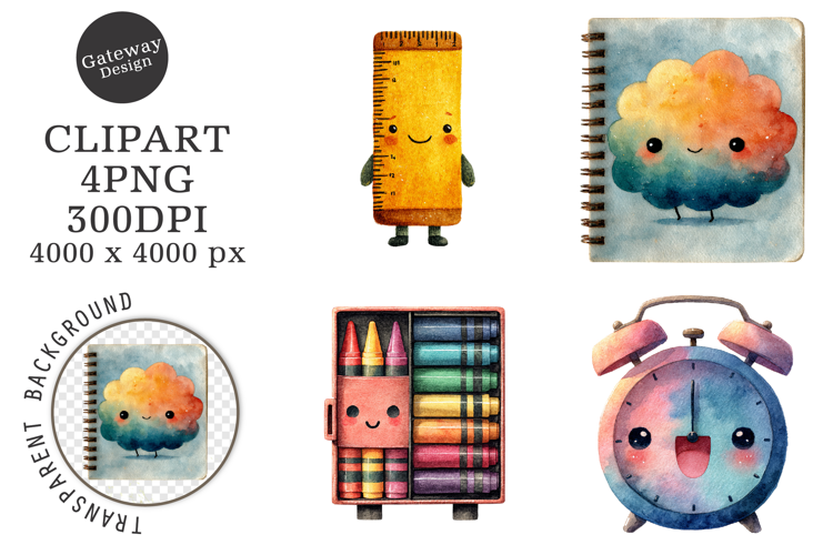 Watercolor School Character Clipart