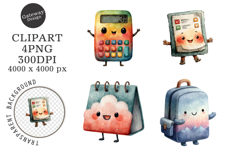Watercolor School Character Clipart