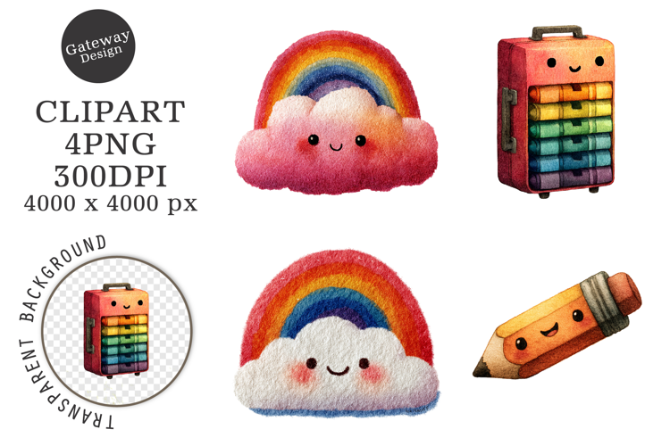 Watercolor School Character Clipart