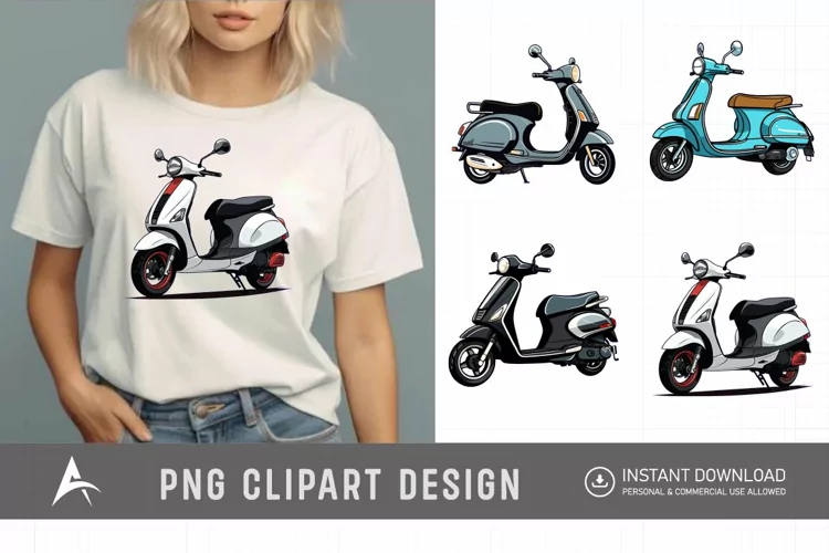 Watercolor Scooter Clipart