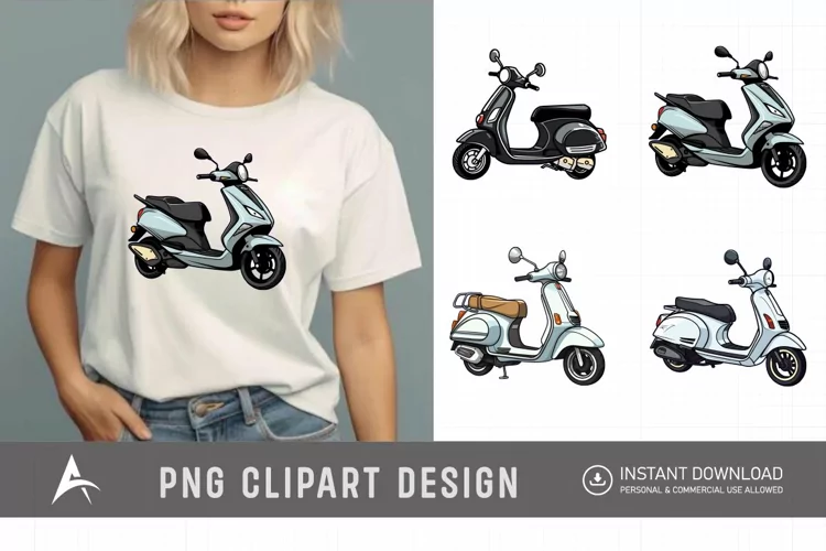 Watercolor Scooter Clipart