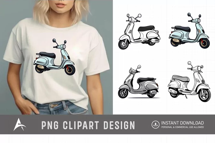 Watercolor Scooter Clipart