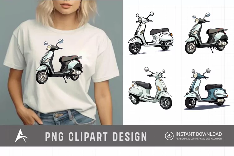 Watercolor Scooter Clipart