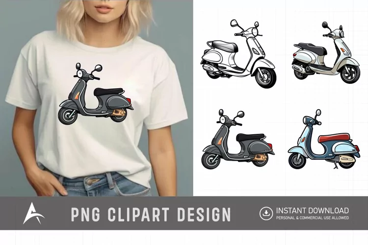 Watercolor Scooter Clipart