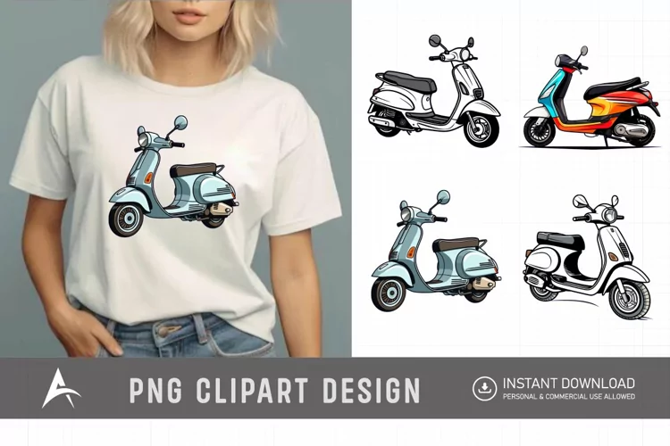 Watercolor Scooter Clipart
