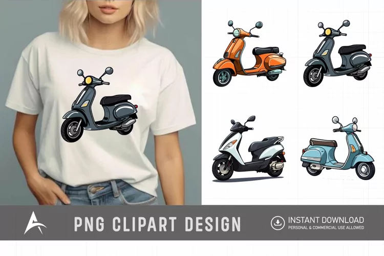 Watercolor Scooter Clipart