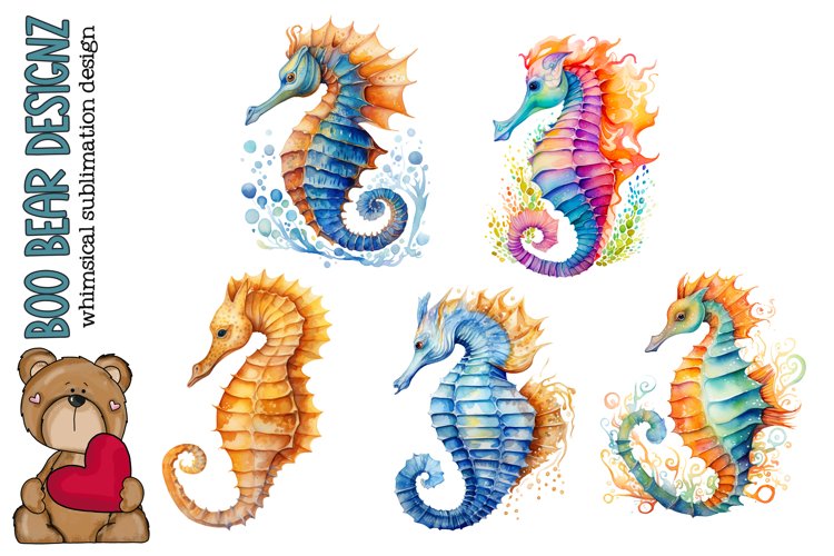 Watercolor Sea Horse Clipart