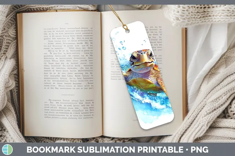 Watercolor Sea Turtle Bookmark Sublimation Printable Designs