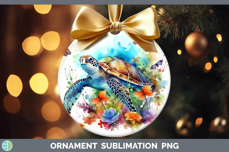 Watercolor Sea Turtle Ornament Sublimation Bauble Designs