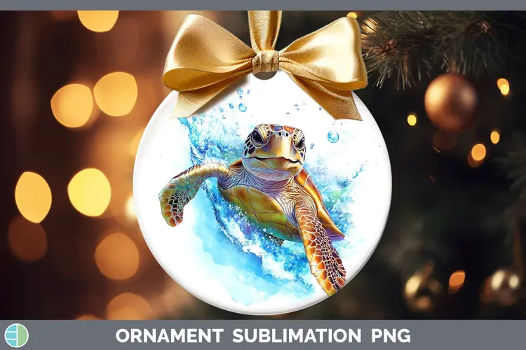 Watercolor Sea Turtle Ornament Sublimation Bauble Designs