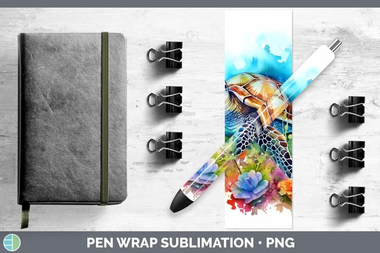 Watercolor Sea Turtle Pen Wrap Sublimation Epoxy Pen Designs
